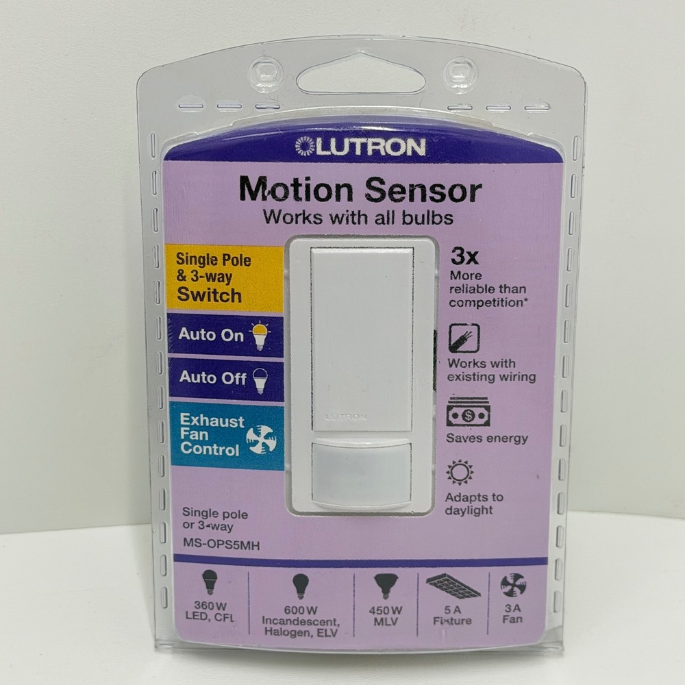 Lutron Maestro Motion Sensor Switch White Single Pole 3-Way MS-OPS5MH